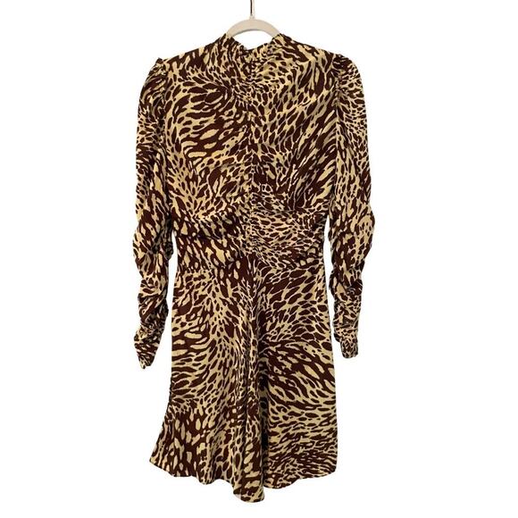 A.L.C. Marcie Silk Ruched Long Sleeve Mini Dress Size 6 752J - Picture 5 of 15